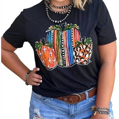 Women's Callie Ann Stetler Serape Pumpkins Tee - Texas True Threads