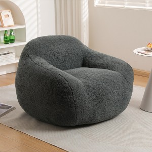 CAVINAS Teddy Fabric Bean Bag Chair for Adults,Giant Lazy Sofa Chair with Memory Foam and Armrest,Modern Lounge Chair for Living Room - 1 of 4