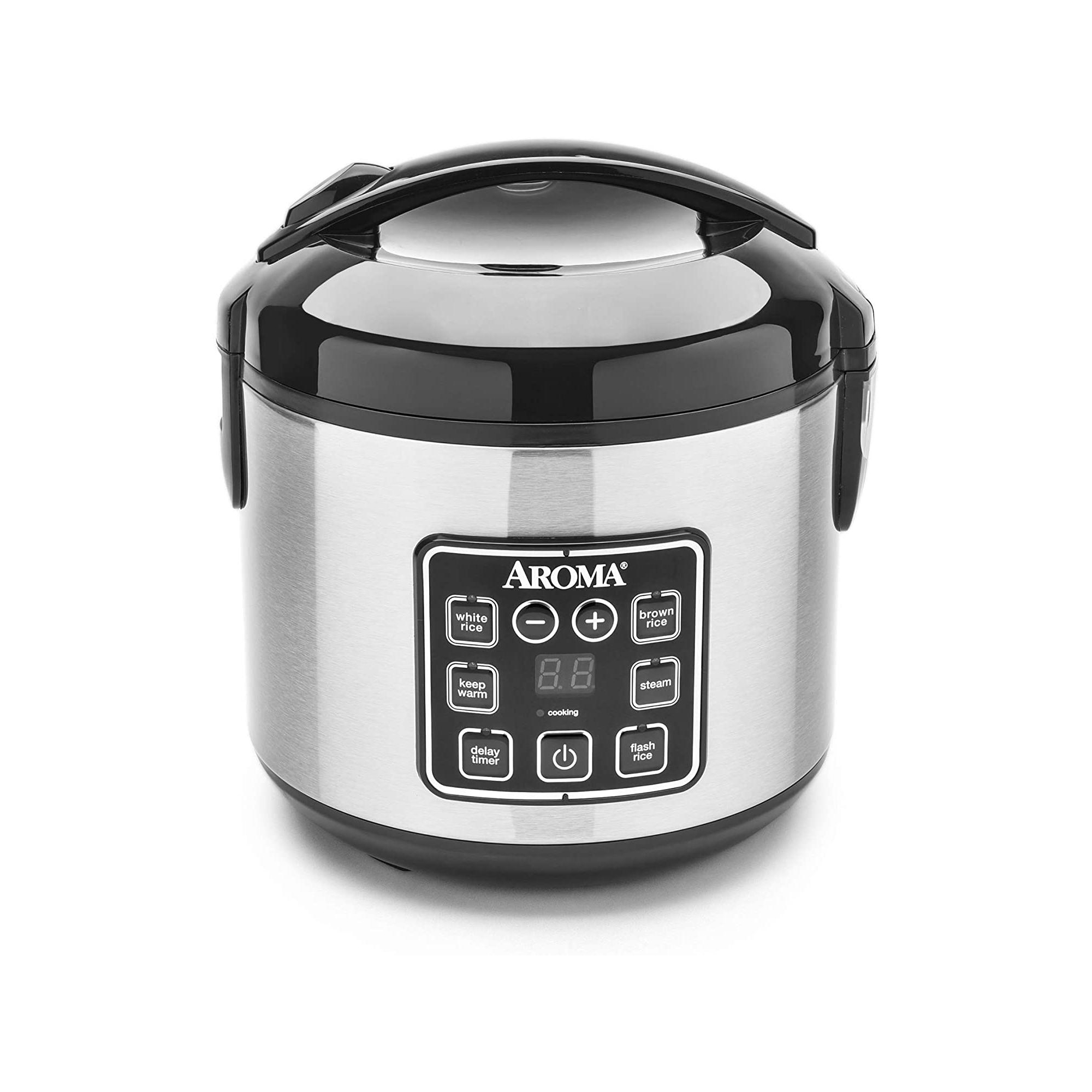 Aroma 64 Ounces Digital Cool-Touch Rice Cooker and Food Steamer, Stainless Manufacturer Refurbished