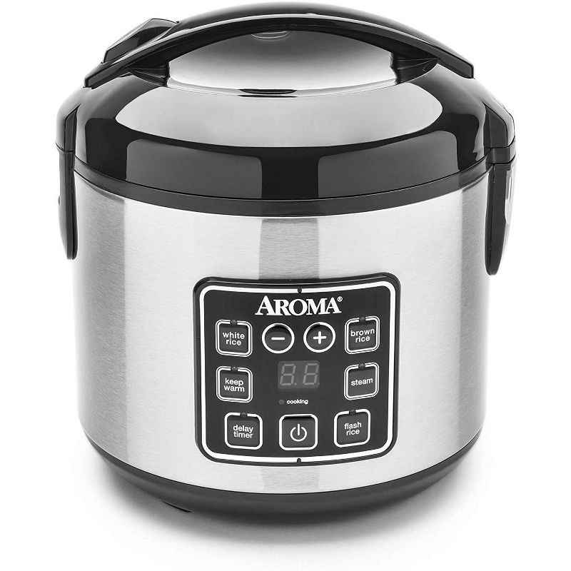Aroma 64 Ounces Digital Cool-Touch Rice Cooker and Food Steamer, Stainless Refurbished, 1 of 5