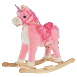 SEVOBAL Toy Vehicles Kids Ride On Unicorn Rocking Horse with Wooden Base Tail Wag and Sounds for Toddlers - 1 of 4