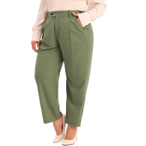 Agnes Orinda Women's Plus Size Business Work Elastic Waisted Long Straight with Pocket Suit Pants - 1 of 4