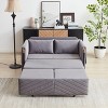 54" Multi-Position Adjustable Velvet Loveseat with Pull-Out Bed & Detachable Arm Pockets (Blue) - 3 of 4