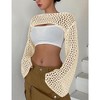 Womens Cropped Sweater Crochet Knit Crop Tops See Through Y2k Knit Sweater Beach Cover Ups - 4 of 4