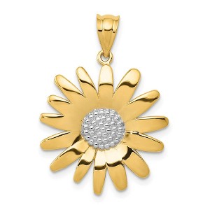 Black Bow Jewelry 14k Yellow Gold and White Rhodium Two Tone Sunflower Pendant, 22mm - 1 of 4
