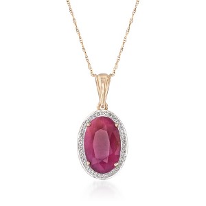 Ross-Simons 6.25 Carat Ruby and .14 ct. t.w. Diamond Pendant Necklace in 14kt Yellow Gold - 1 of 4