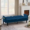 75" Velvet Convertible Folding Futon Sofa Bed with 6-Position Adjustable Backrest and Tufted Design - 3 of 4