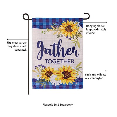 Gather Together Sunflower Suede Garden Flag 12 x 18 Inches