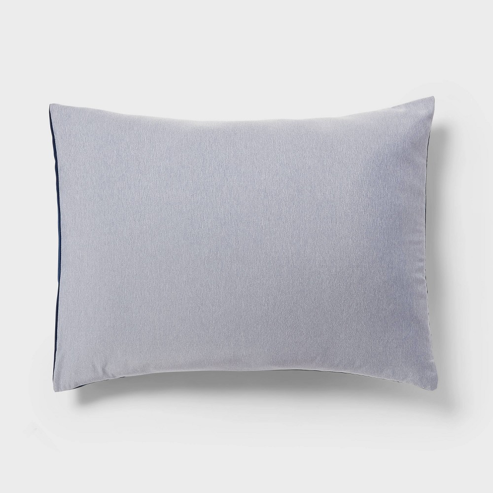 Photos - Bed Linen Standard Lofty Microfiber Comforter Sham Dark Blue Denim Heather - Room Es