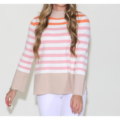 Women's Stripe Mock Neck Tunic Sweater - Fate