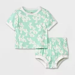 Baby 2pc Bunny Short Sleeve Top & Shorts Set - Cat & Jack™ Green