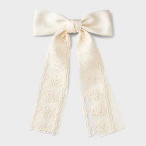 Girls' Floral Lace Satin Bow Barrette - art class™ Ivory - 1 of 3