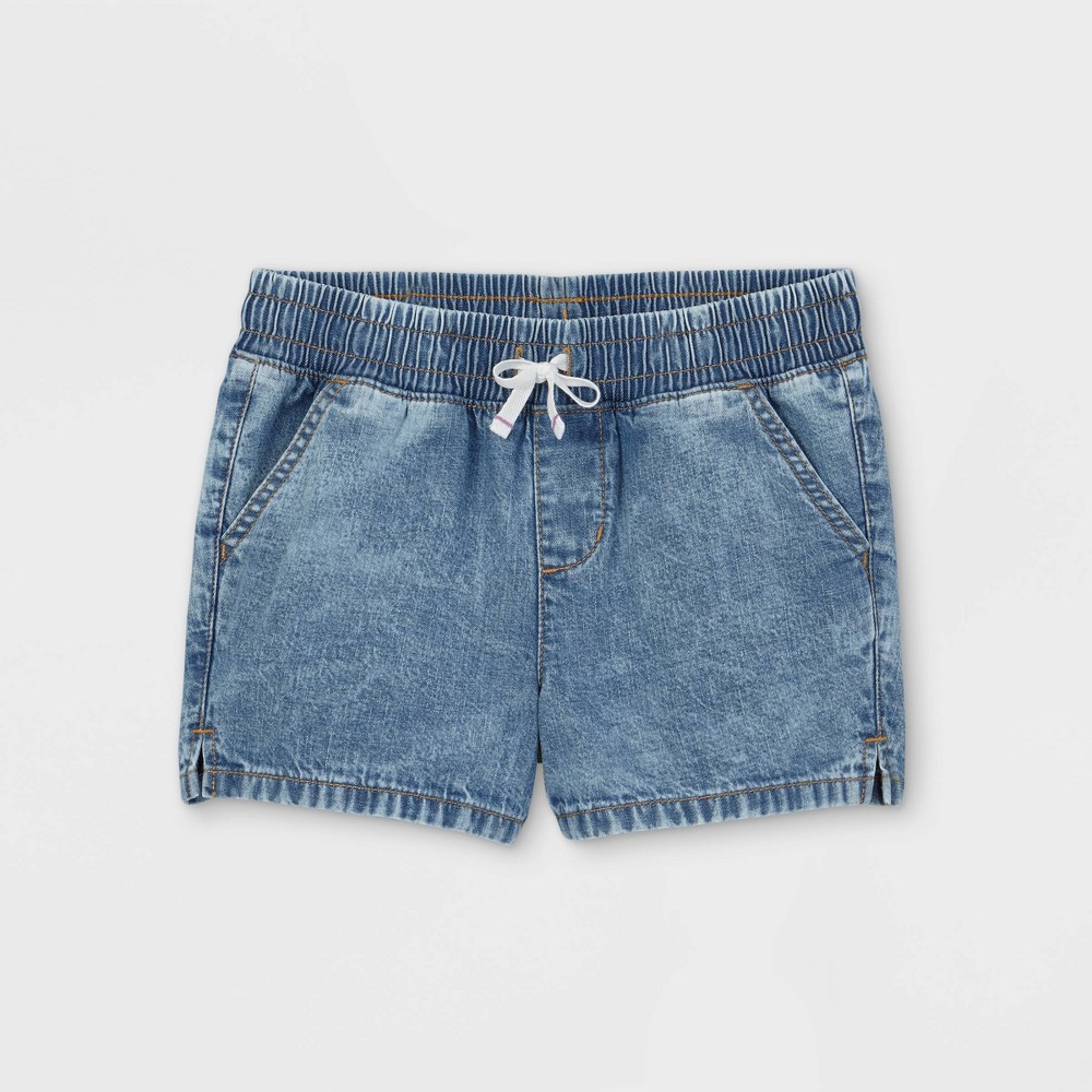 Girls' Pull-On Jean Shorts - Cat & Jack Medium Wash L, Medium Blue