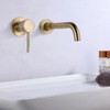sumerain Wall Mount Bathroom Faucet Brushed Gold Lavatory Faucet, Single Left-Handed Handle - 3 of 4