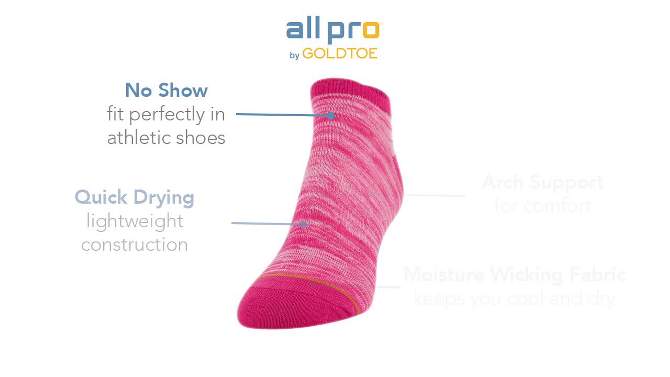 All Pro Women&#39;s Lightweight 6pk No Show Athletic Socks - Assorted Colors 4-10, 2 of 7, play video