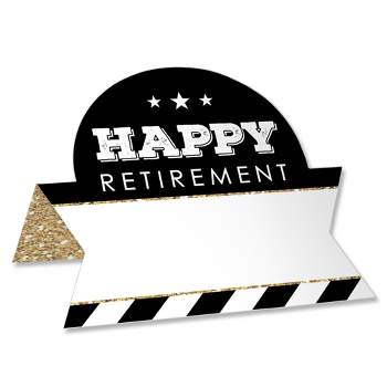 Big Dot of Happiness Happy Retirement - Retirement Party Tent Buffet Card - Table Setting Name Place Cards - Set of 24