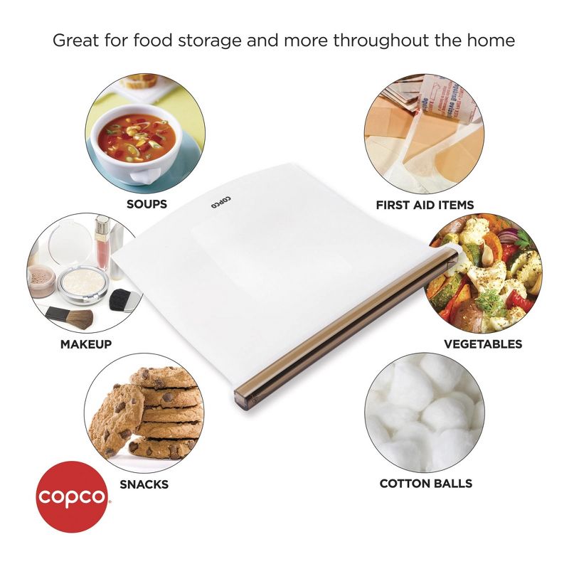 Copco Silicone Food Grade Reusable Storage Bag, Reduce Single-Use Plastic, Air-Tight, Leakproof, Dishwasher-Safe, Eco-Friendly, 4 of 8