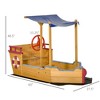JUJABU Children's Wooden Outdoor Sandbox with Cover, Rudder, Storage Bench and Seat for Kids Ages 3-8 Years Old - 4 of 4