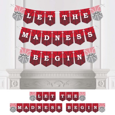 Big Dot of Happiness Red Basketball - Let The Madness Begin - College Basketball Party Bunting Banner - Party Decorations - Let The Madness Begin