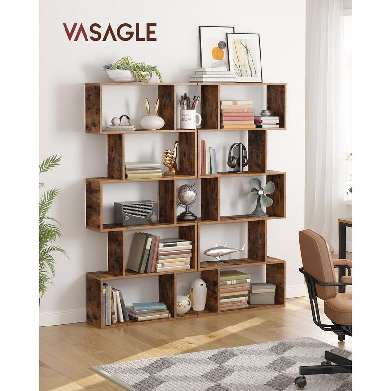 VASAGLE Bookshelf, 5-Tier Bookcase, Tall Display Shelf, Freestanding Storage Shelf, Room Divider, 2 of 6