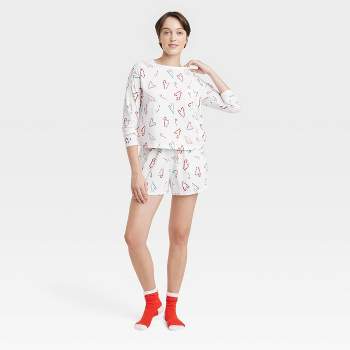 Women's 3pc Socks and Pajama Set - Colsie™ White XL