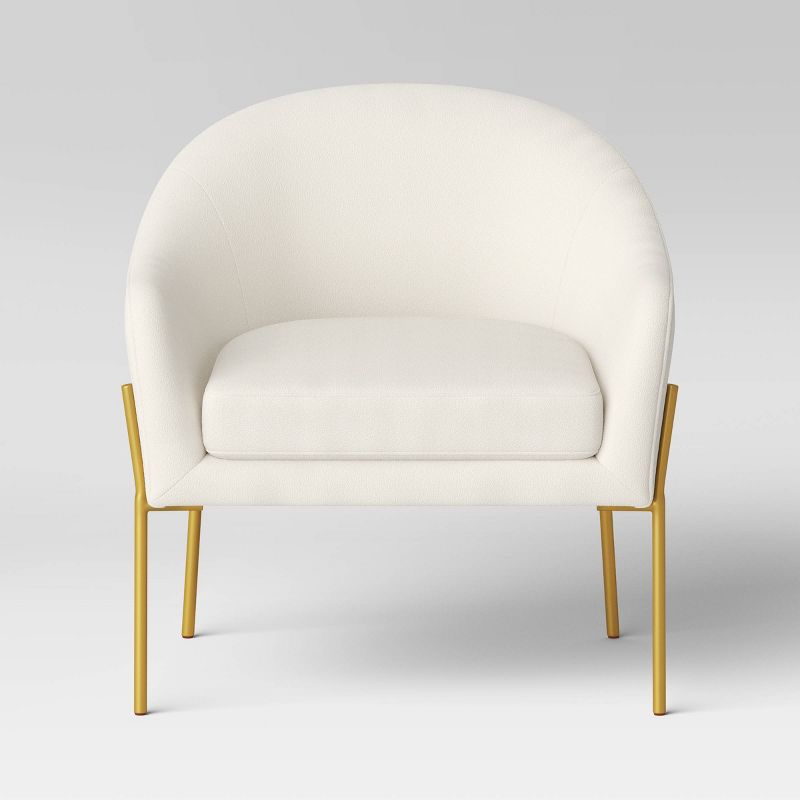Gladden Barrel Accent Chair Cream Boucle/Brass - Threshold&#8482;, 4 of 11