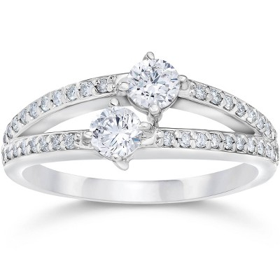 Pompeii3 5/8 Carat 2 Stone Forever Us Diamond Ring 14K White Gold