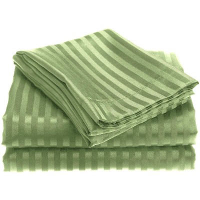 4-piece Premium Hotel Quality Striped Bed Sheet Sets - 60in W x 80in L, Sage