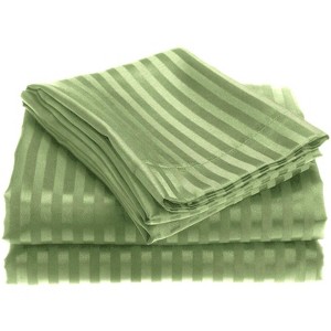 4-piece Premium Hotel Quality Striped Bed Sheet Sets - 60in W x 80in L, Sage - 1 of 1