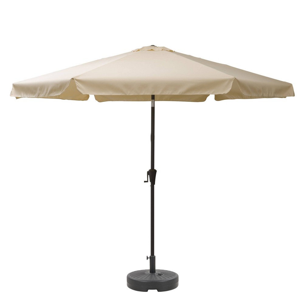 Photos - Parasol CorLiving 10' x 10' Tilting Market Patio Umbrella with Base Warm White  