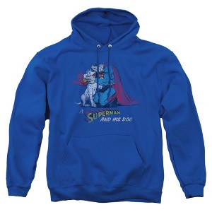 Superman And His Dog Adult Pull-Over Hoodie - 1 of 4
