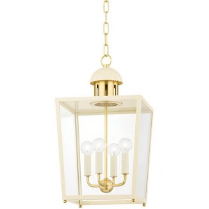 Mitzi June 4 - Light Pendant in  Aged Brass/Soft Cream Clear Shade - 1 of 3