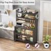 LOVSON 64" Kitchen Pantry Storage Cabinet,5 Tier Metal Storage Cabinet with Wheels,Transparent Flap Door,for Kitchen,Living Room & Dining Room,Gray - 2 of 4