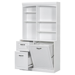 Rbied Storage Cabinet with Tilt-Out Hamper, 70.9'' Tall Freestanding Linen Tower with Drawers & Adjustable Shelves, White - 1 of 4