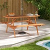 Costway 6 Person Picnic Table Set with Patio Table 2 Built-in Benches 2" Umbrella Hole - image 4 of 4