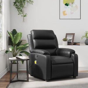 vidaXL Black Faux Leather Massage Recliner Chair - Manual Recline, Vibration Massage, Comfort Padding, With Side Pocket - 1 of 4