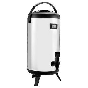 VEVOR Insulated Beverage Dispenser, 2.4 Gal/9.2L Stainless Steel Thermal Drink Server with Spigot & Temp Display, for Hot and Cold Drinks, Silver - 1 of 4