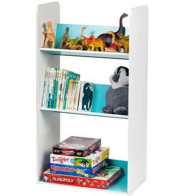 Skyler Blue and White Kids 3-Tier Angled Bookshelf