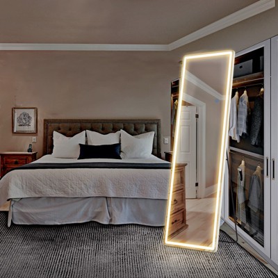 FURNIinspire Full Length Mirrors Rectangle Full-Body Mirror, Floor Standing Mirror With Stand, Wall Mounted Hanging, White, 21"*64"