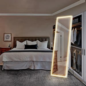 FURNIinspire Full Length Mirrors Rectangle Full-Body Mirror, Floor Standing Mirror With Stand, Wall Mounted Hanging, White, 21"*64" - 1 of 4