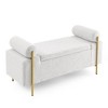 CAVINAS Upholstered Linen Storage Ottoman Bench with Cylindrical Arms and Iron Legs,  Rectangle Ottoman, 44" Accent Seating for Hallway Living Room - 4 of 4