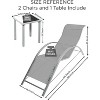Set of 2 Outdoor Patio Chaise Lounge, 3 Pieces Pool Lounge Chairs with Arm & Side Table, Beach Sunbathing Lawn Chairs for Outside - 2 of 4