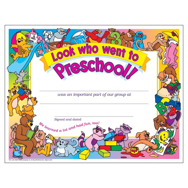TREND Look who went to Preschool! Certificate, 30 Per Pack, 6 Packs, 2 of 3