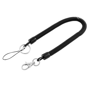 Unique Bargains Flexible Lobster Clasp Stretch Coiled Cord Keychain Black 15" - 1 of 4