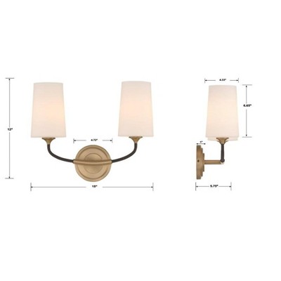 Niles Black and Gold 2-Light Sconce with White Glass Shades