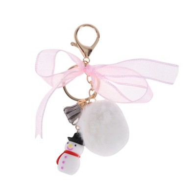 Unique Bargains Christmas Keychain with Double Ring and Lobster Clasp Plush Mesh Metal PVC 1 Pc