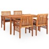 vidaXL 5-Piece Outdoor Dining Set - Patio Table and Chairs with Cushions - Weather-Resistant - Solid Acacia Wood with Oil Finish - 2 of 4