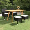 vidaXL Dining Set Black Solid Acacia Wood Medium Durable Dining Set - Black - 2 of 4