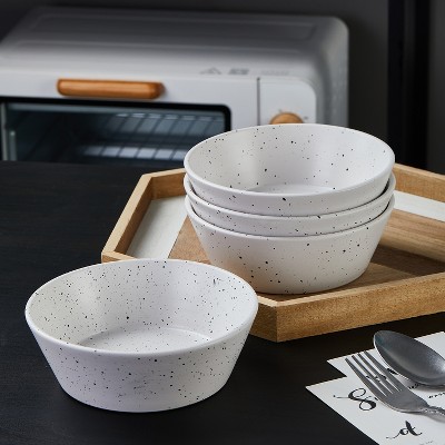 White Ceramic 16-Piece Speckled Dinnerware Set, Service for 4