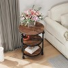 Round Wooden Side Table, Coffee Table with 3 Levels, 46 x 46 x 60 cm, Vintage Bedside Table, for Living Room, Bedroom (Set of 2) - 4 of 4
